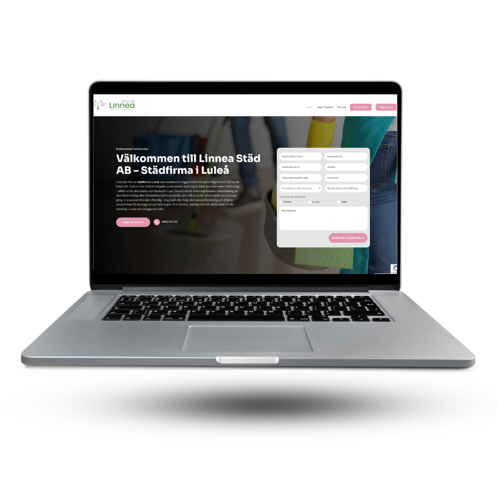 Laptop med modern hemsida